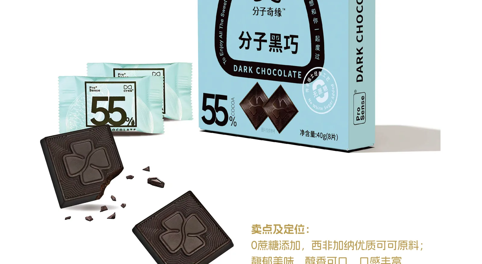 Dark Chocolate Bars 55% / 75% / 88% / 99% (40 g)
